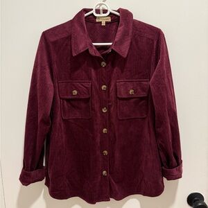 Burgundy Corduroy Shirt Jacket